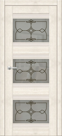 Дверь межкомнатная ЗОДЧИЙ СИРЕНА 3 ПО Дуб амбер стекло мателюкс светлое с УФ-печатью белой