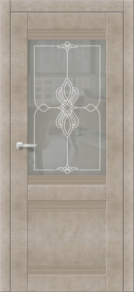 Дверь межкомнатная ЗОДЧИЙ СИРЕНА 2 ПО Бетон бежевый стекло мателюкс светлое с УФ-печатью белой