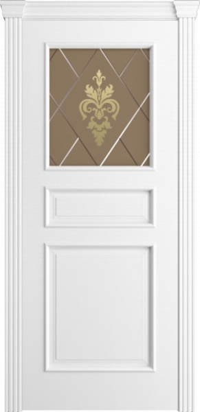 Дверь межкомнатная Порта Алекс Модерн3 Белоснежная эмаль, стекло софия бронза