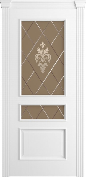 Дверь межкомнатная Порта Алекс Модерн2 Белоснежная эмаль, стекло софия бронза