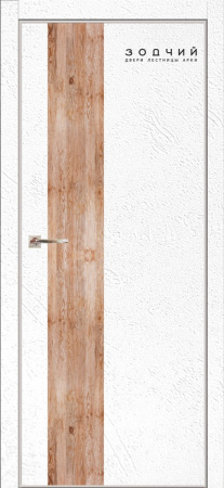 Дверь межкомнатная ЗОДЧИЙ МЕГАПОЛИС В1 ПГ Бетон белый вставка Каштан янтарный