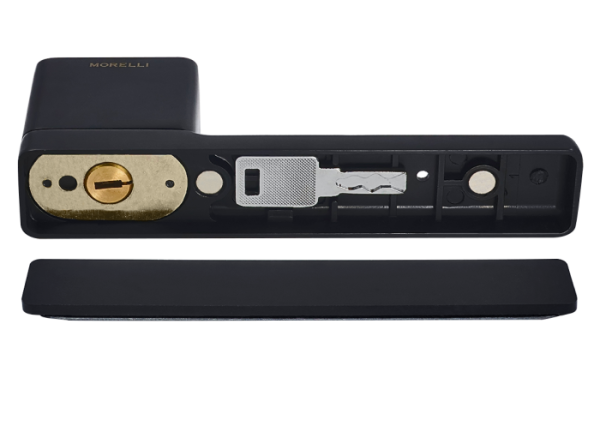 Ручка дверная NEW ENGLAND MH-63-S50 WD BL на скрытой прямоугольной розетке с фиксатором, для дверей толщиной 50-65мм, цвет черный 3 850