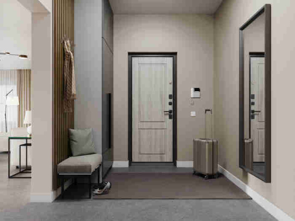 Дверь входная ТРАСТ ЭКО PP, Антрацит букле,  МДФ Орех грецкий 9E-161 / МДФ Ясень ривьера айс 9ED-1, 2050*960*90 мм, ПРАВАЯ