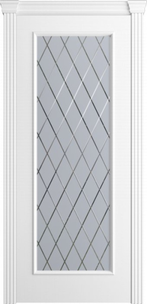 Дверь межкомнатная Порта Алекс Модерн5 Белоснежная эмаль, стекло готика светлое