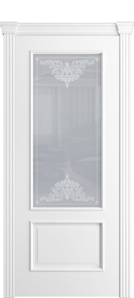 Дверь межкомнатная Порта Алекс Модерн1 Белоснежная эмаль, стекло ажур светлое