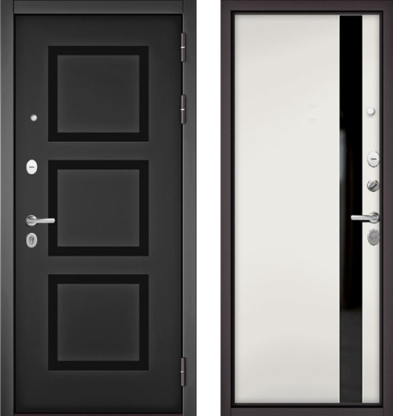 Входная дверь МАСТИНО TRUST MASS 192 Черный матовый / Si-3 Белый матовый + Lakobel Black