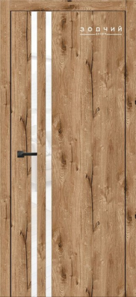 Дверь межкомнатная ЗОДЧИЙ СИТИ В2 ПО Дуб канадский стекло Лакобель белая