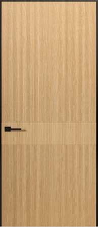 Дверь межкомнатная Порта Алекс ПОРТА 8 Дуб янтарный шпон черная алюминиевая кромка с 4-х сторон