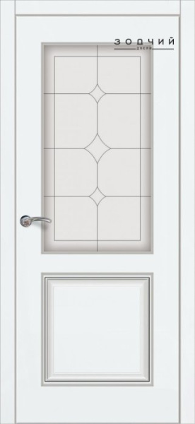 Дверь межкомнатная ЗОДЧИЙ НИЦЦА 11 ПО Шагрень молочная стекло мателюкс светлое