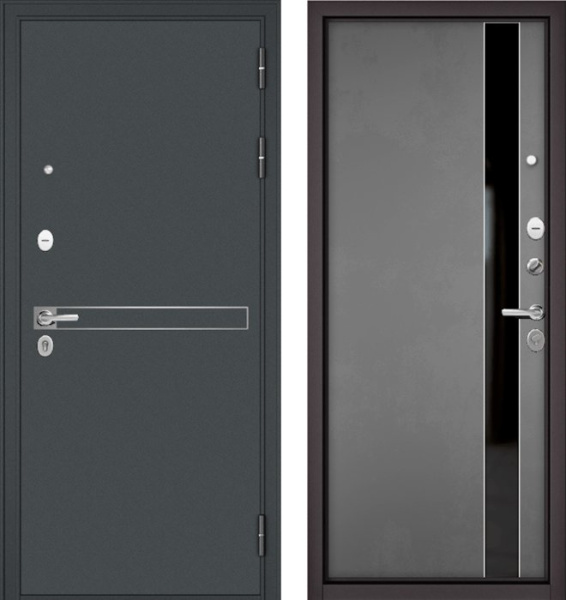 Входная дверь МАСТИНО TRUST MASS 4 Черный муар металлик / Si-3 Оскуро Велютто + Lakobel Black