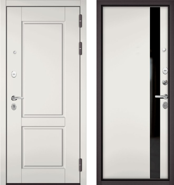 Входная дверь МАСТИНО TRUST MASS 1 Белый матовый / Si-3 Белый матовый + Lakobel Black