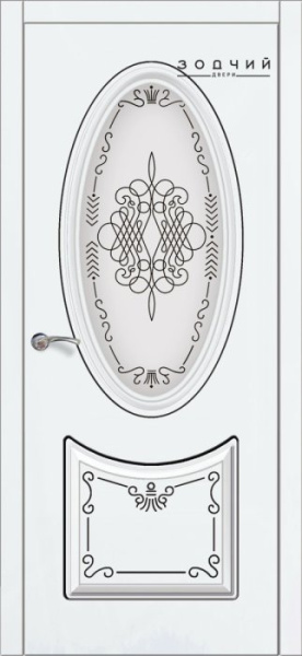 Дверь межкомнатная ЗОДЧИЙ КОРОНА ПАТИНА ПГ Шагрень белая