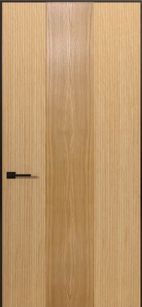 Дверь межкомнатная Порта Алекс Порта 10 Дуб янтарный шпон черная алюминиевая кромка с 4-х сторон