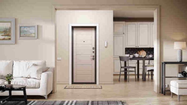 Дверь входная ФЭМИЛИ ЭКО Антрацит букле / Бьянко ларче 2050*960*70 мм, ПРАВАЯ