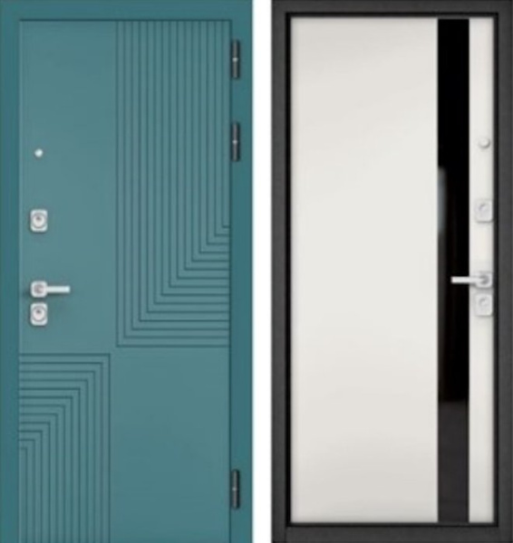 Входная дверь МАСТИНО CITY PRIME 195 Верде / Si-3 Белый матовый + Lakobel Black