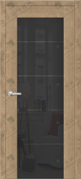 Дверь межкомнатная ЗОДЧИЙ ИТАЛЬЯНО 5 ПВХ ПО Каштан янтарный