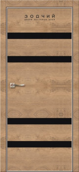 Дверь межкомнатная ЗОДЧИЙ МЕГАПОЛИС Г4 Широкие ПО Каштан янтарный вставки Лакобель черная