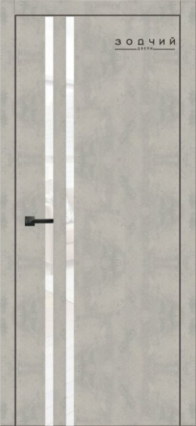 Дверь межкомнатная ЗОДЧИЙ СИТИ В2 ПО Бетон серый стекло Лакобель белый