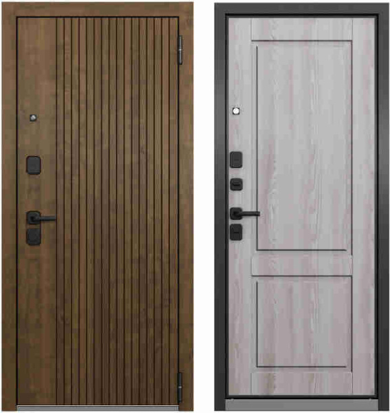 Дверь входная ТРАСТ ЭКО PP, Антрацит букле,  МДФ Орех грецкий 9E-161 / МДФ Ясень ривьера айс 9ED-1, 2050*960*90 мм, ПРАВАЯ