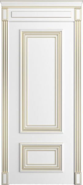 Дверь межкомнатная Порта Алекс КЛАССИКА 11 Белоснежная патина золото эмаль