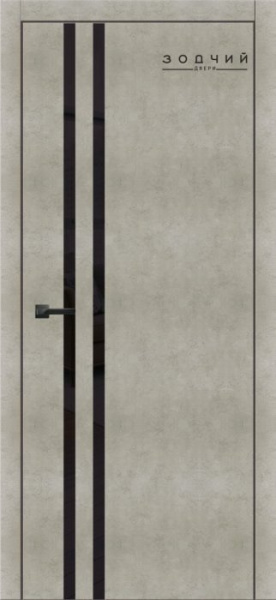 Дверь межкомнатная ЗОДЧИЙ СИТИ В2 ПО Бетон бежевый стекло Лакобель черный