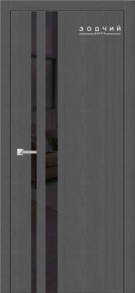 Дверь межкомнатная ЗОДЧИЙ СИТИ В3 ПО Секвоя графит стекло Лакобель черная
