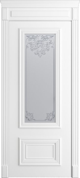 Дверь межкомнатная Порта Алекс КЛАССИКА 11 Белоснежная эмаль, стекло Александрия