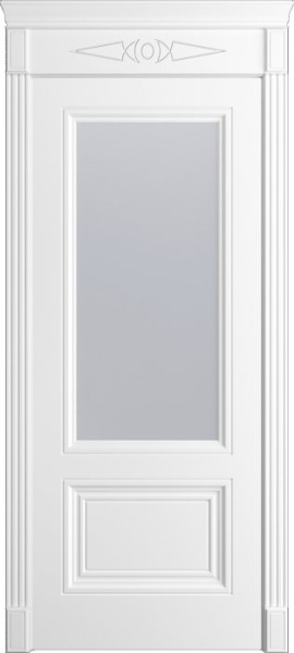 Дверь межкомнатная Порта Алекс Премиум 2 Белоснежная эмаль, стекло сатин светлый