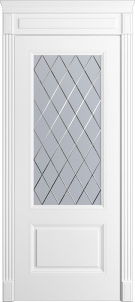 Дверь межкомнатная Порта Алекс Нео 2 Белоснежная эмаль, стекло готика