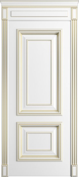 Дверь межкомнатная Порта Алекс КЛАССИКА 10 Белоснежная патина золото эмаль