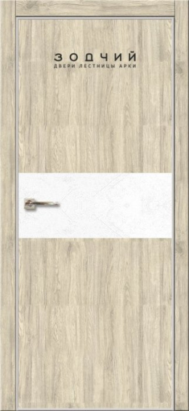 Дверь межкомнатная ЗОДЧИЙ МЕГАПОЛИС Г20 ПГ Вяз перламутр вставка МДФ Бетон белый