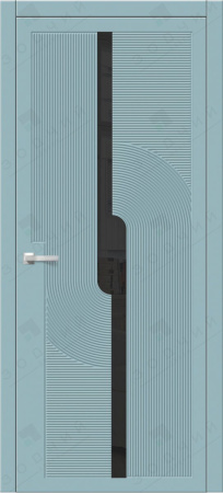 Дверь межкомнатная ЗОДЧИЙ УНИКА 1 ПО Софт голубой оргстекло черное