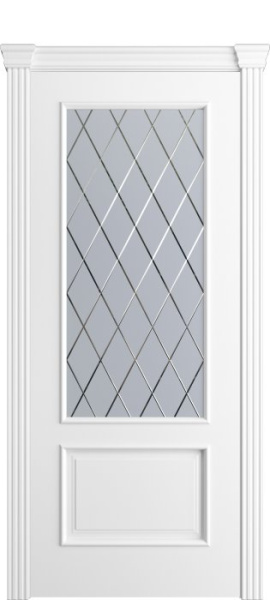 Дверь межкомнатная Порта Алекс Модерн1 Белоснежная эмаль, стекло готика светлое
