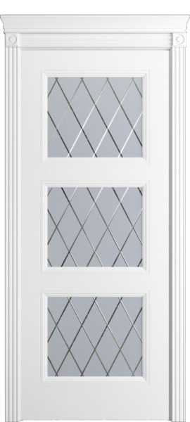 Дверь межкомнатная Порта Алекс Нео 4 Белоснежная эмаль, стекло готика
