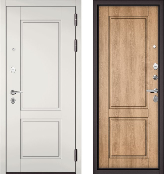 Входная дверь МАСТИНО TRUST MASS 1 Белый матовый / D-1 Дуб шале натуральный