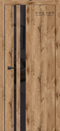Дверь межкомнатная ЗОДЧИЙ СИТИ В3 ПО Дуб бомонт лофт стекло Лакобель черный