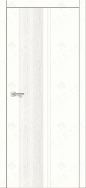Дверь межкомнатная ЗОДЧИЙ АВЕНЮ 27 Шагрень молочная вставка текстура дерево с одной стороны