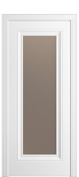 Дверь межкомнатная Порта Алекс Премиум 1 Белоснежная эмаль, стекло сатин бронза