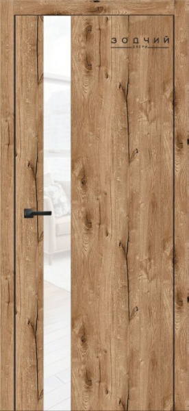Дверь межкомнатная ЗОДЧИЙ СИТИ В5 ПО Дуб канадский стекло Лакобель белый