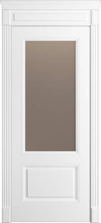 Дверь межкомнатная Порта Алекс Нео2 Белоснежная эмаль, стекло сатин бронза