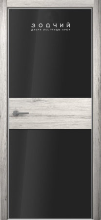 Дверь межкомнатная ЗОДЧИЙ МЕГАПОЛИС Г2 ПО Дуб белый винтажный лакобель темная