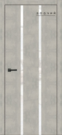 Дверь межкомнатная ЗОДЧИЙ СИТИ В4 ПО Бетон серый стекло Лакобель белая
