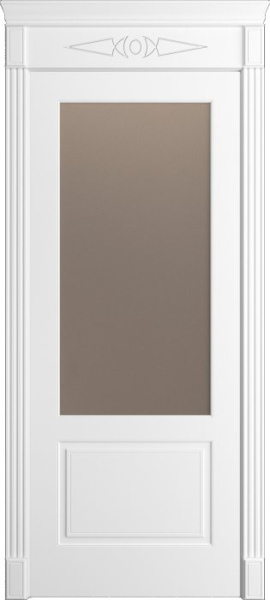 Дверь межкомнатная Порта Алекс Нео 8 Белоснежная эмаль, стекло сатин бронза