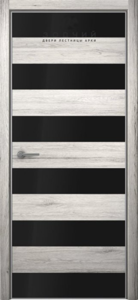Дверь межкомнатная ЗОДЧИЙ МЕГАПОЛИС Г6 ПО Дуб белый винтажный вставки Лакобель черная