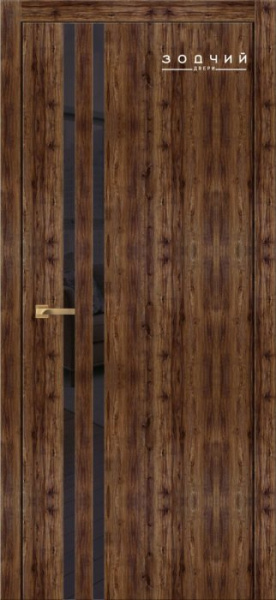 Дверь межкомнатная ЗОДЧИЙ СИТИ В2 ПО Дуб бомонт лофт стекло Лакобель черная