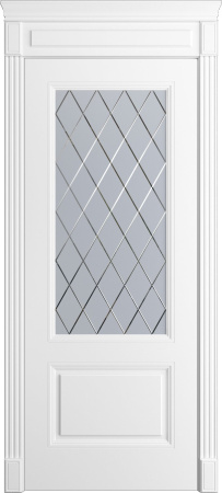 Дверь межкомнатная Порта Алекс Нео 2 Белоснежная эмаль, стекло готика