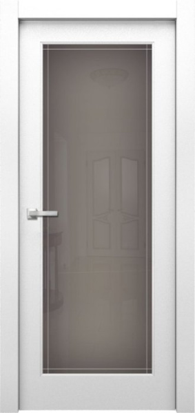 Дверь межкомнатная ЗОДЧИЙ ЭЛЕГАНТЕ ТВИН 11 ПО Шагрень белая стекло мателюкс светлое