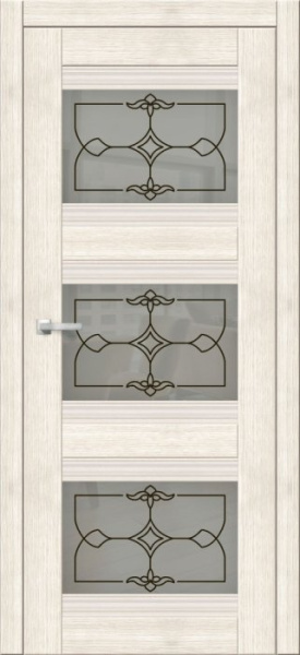 Дверь межкомнатная ЗОДЧИЙ СИРЕНА 3 ПО Дуб амбер стекло мателюкс светлое с УФ-печатью белой