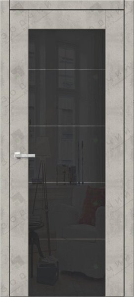 Дверь межкомнатная ЗОДЧИЙ ИТАЛЬЯНО 5 ПВХ ПО стекло темное Бетон бежевый