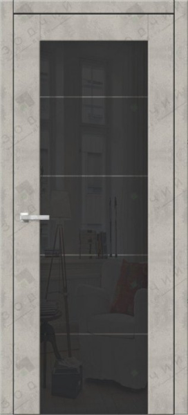 Дверь межкомнатная ЗОДЧИЙ ИТАЛЬЯНО 5 ПВХ ПЗ с зеркалом Бетон бежевый